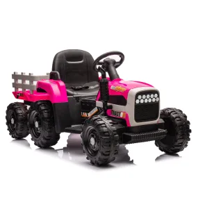 Ride on Tractor with Trailer,24V Battery Powered Electric Tractor Toy, 200w*2motor 1.86-4.97MPH/Remote Control,electric car for kids,Three speed adjustable,USB,MP3 ,Bluetooth,LED light, safety belt