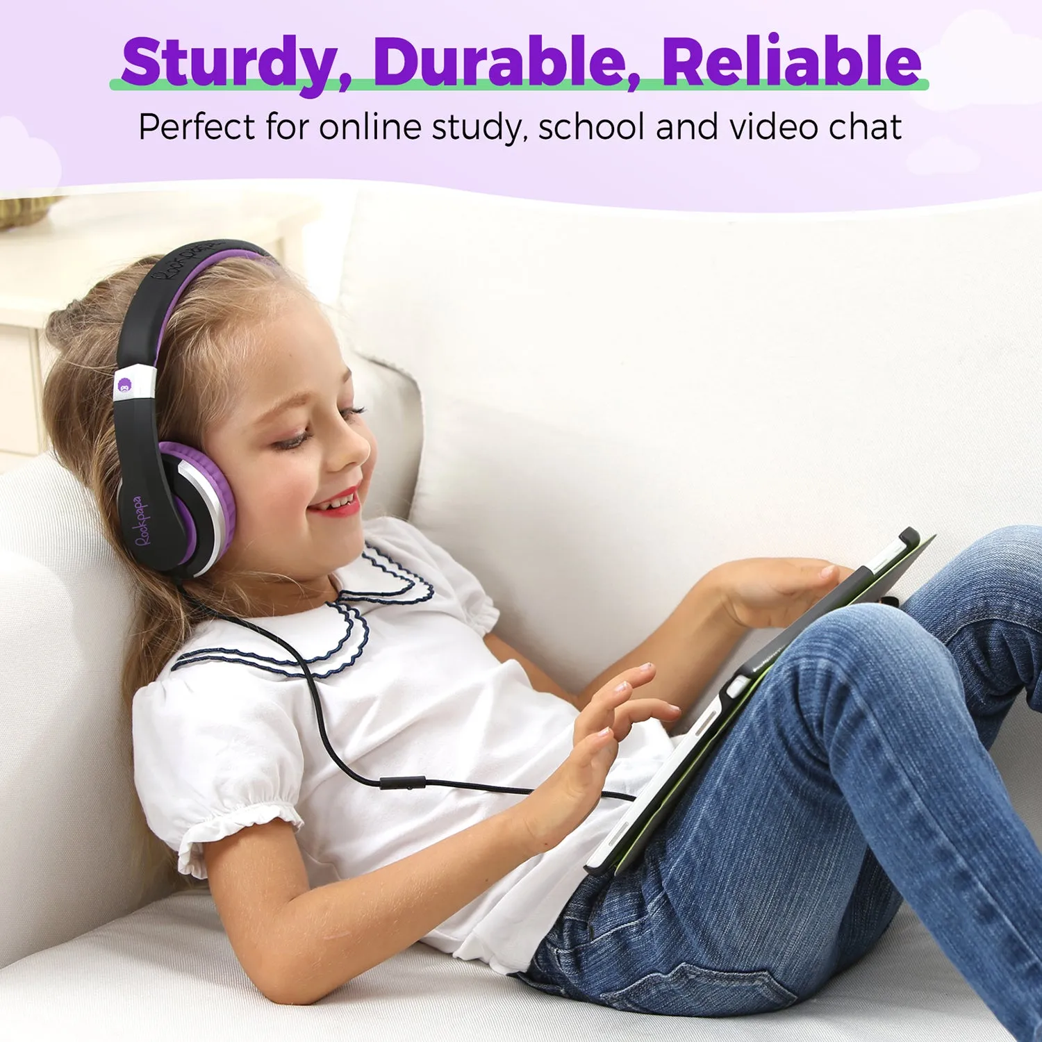 Rockpapa I20 Foldable Kids Headphones Wired with Microphone for School