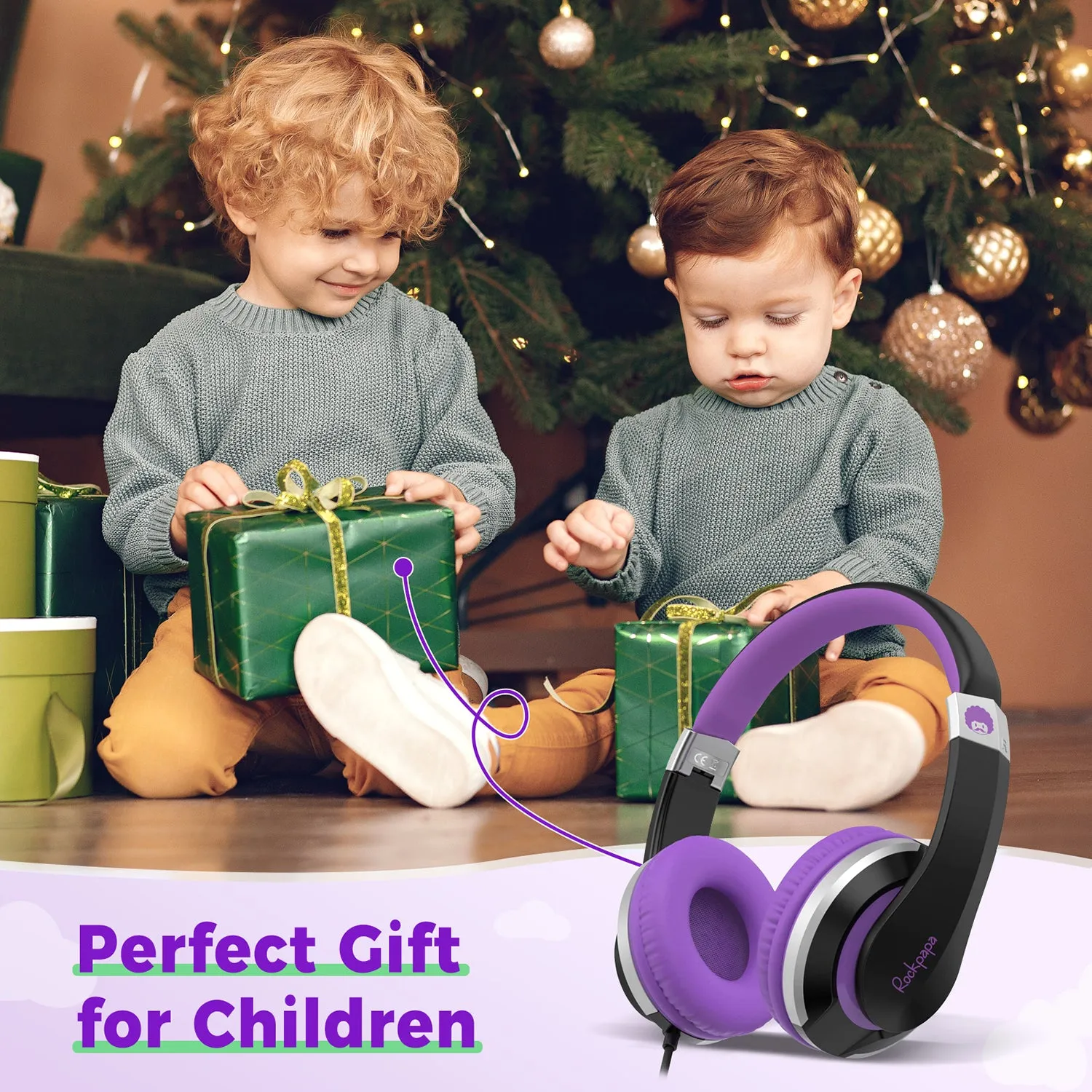 Rockpapa I20 Foldable Kids Headphones Wired with Microphone for School