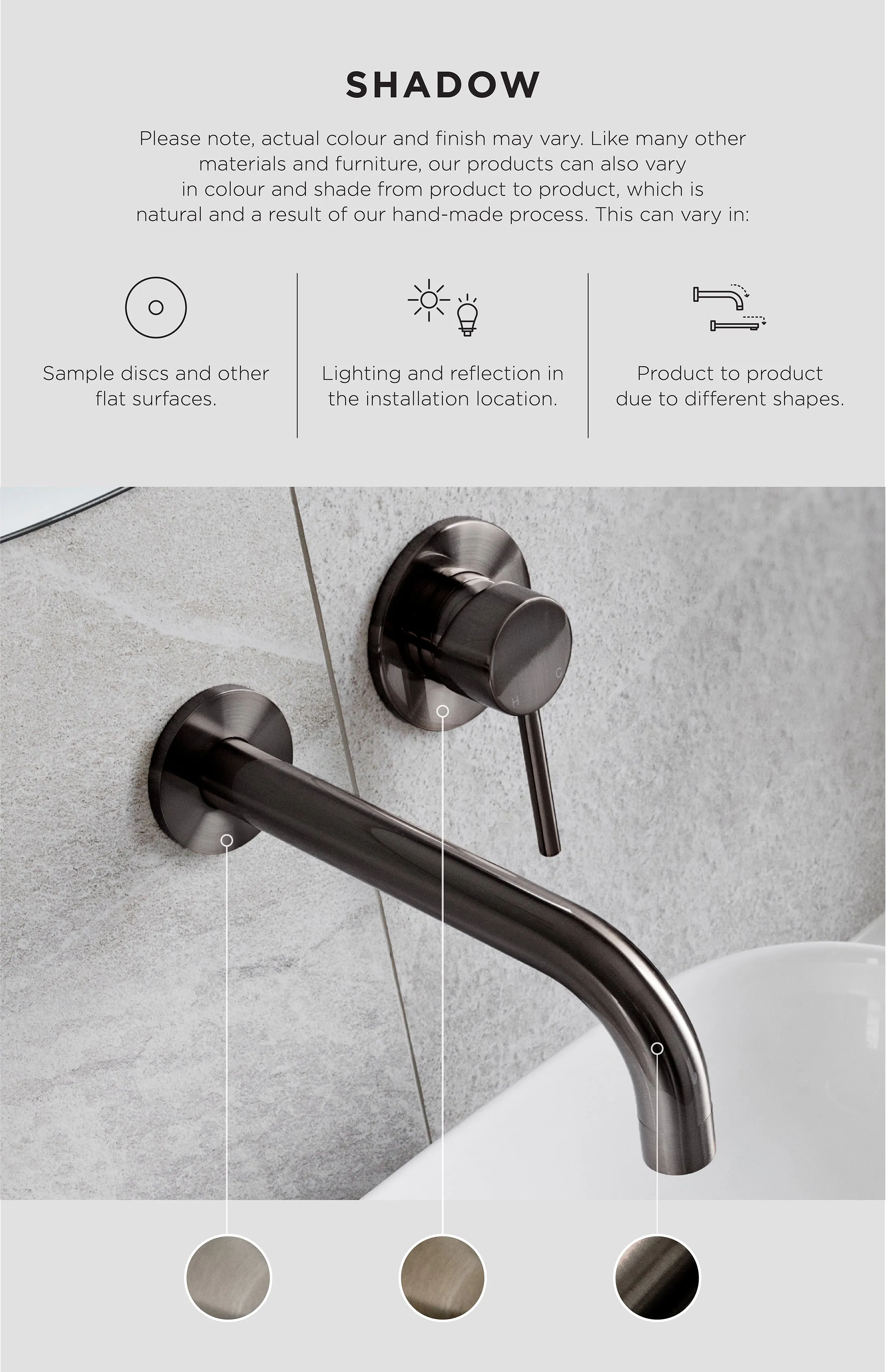 Round Pinless Basin Mixer - Shadow Gunmetal