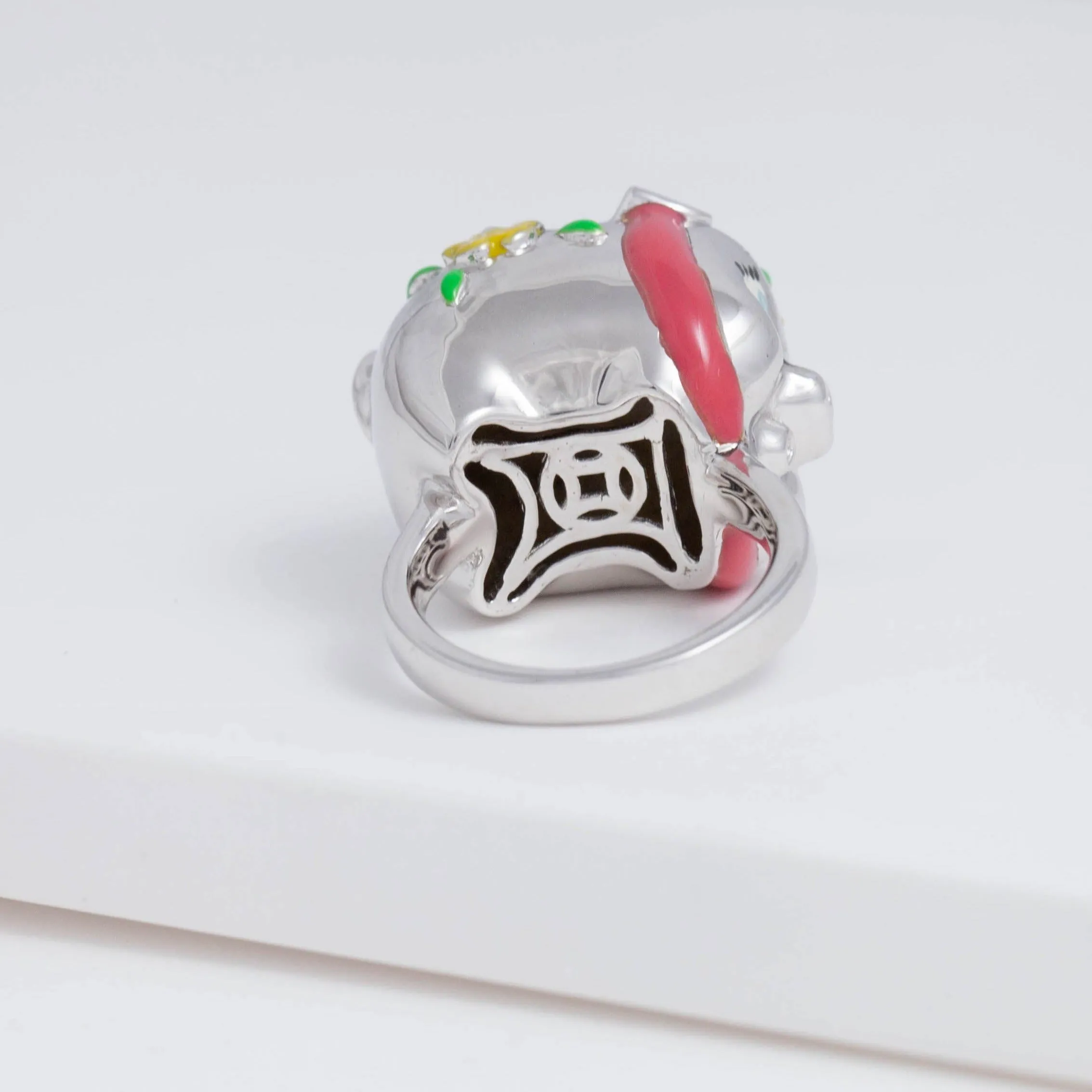 Silver piggy bank ring