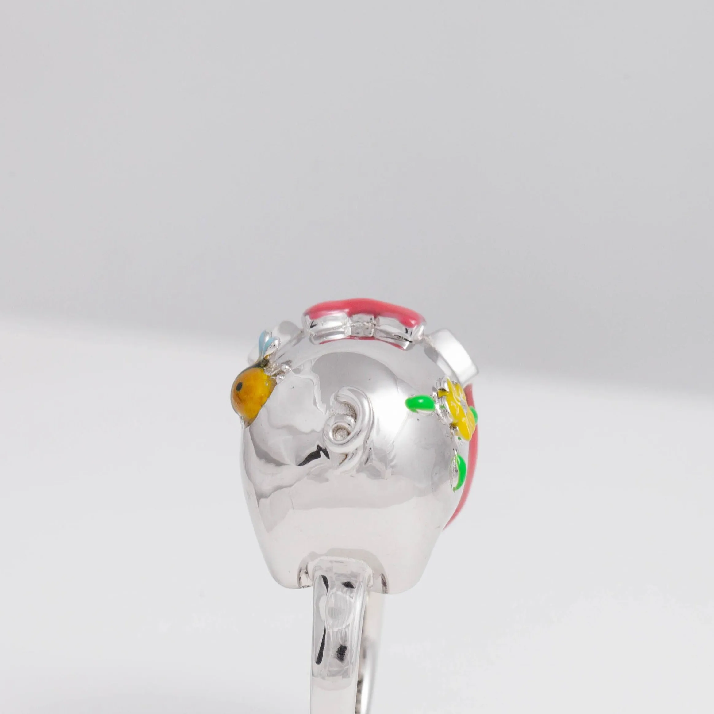 Silver piggy bank ring