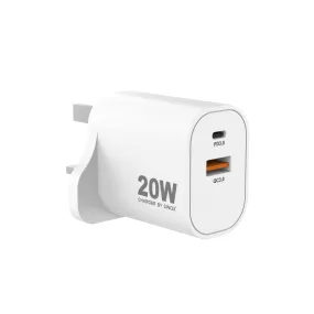 Sinox Pro 20W USB-A USB-C Wall Charger - White | 054539