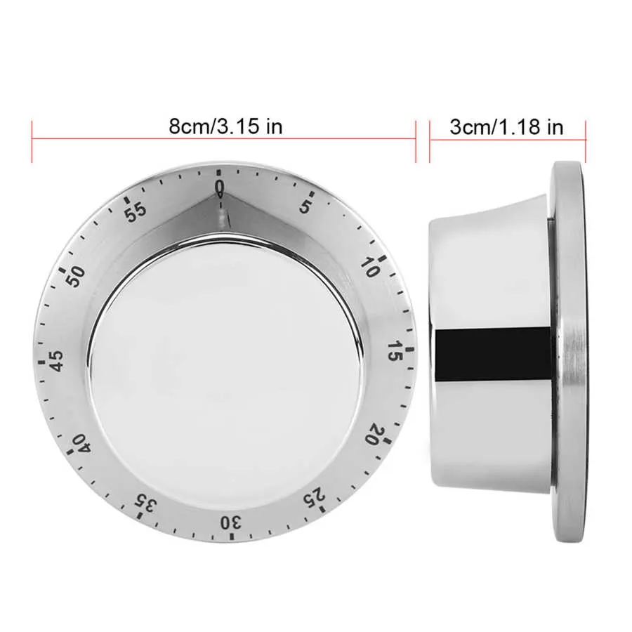 Stainless Steel Kitchen Timer with Magnetic Base Manual Mechanical Cooking Timer Countdown Cooking Tools KitchenTimer