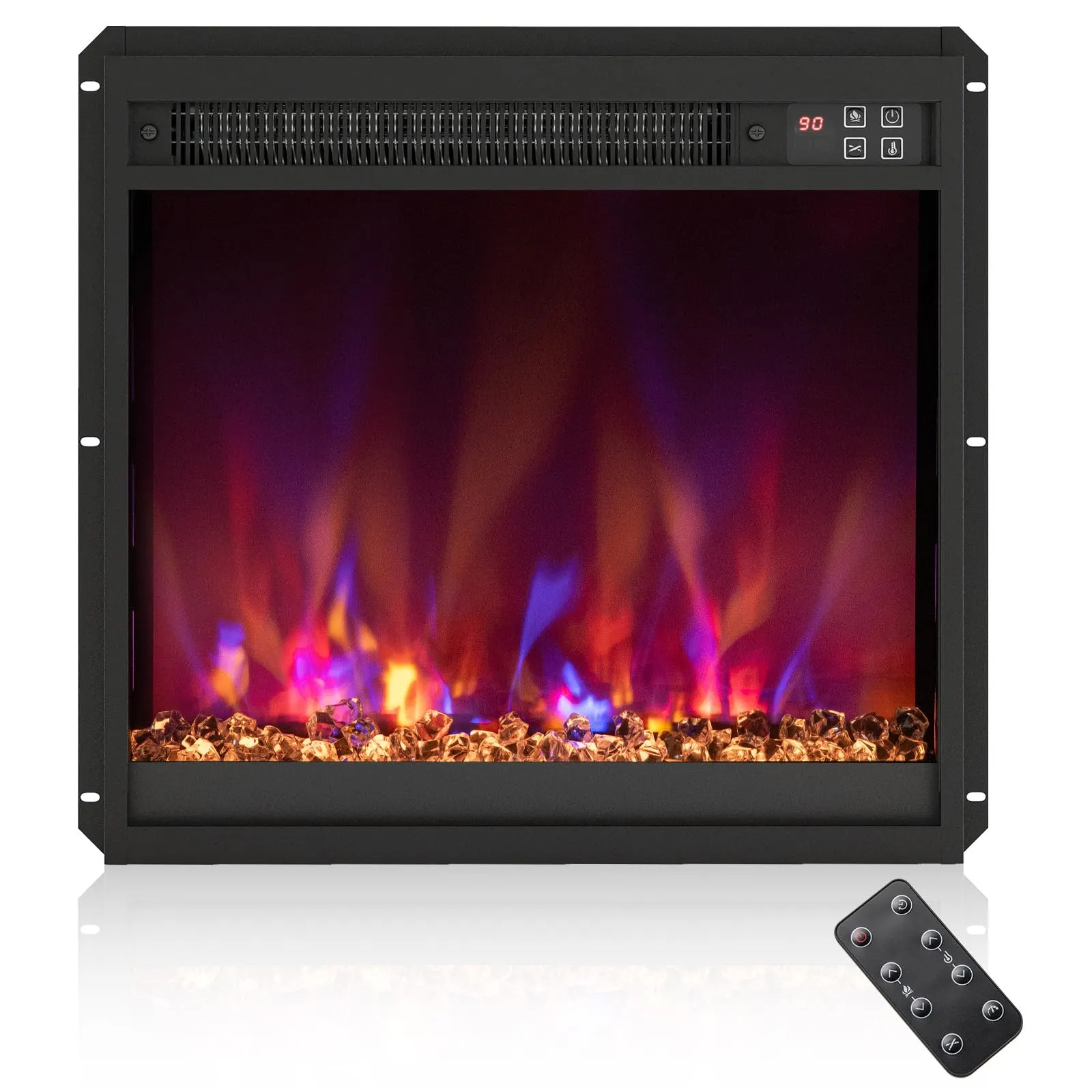 Tangkula 18” Electric Fireplace Insert, Recessed 1500W Fireplace Heater with Remote Control