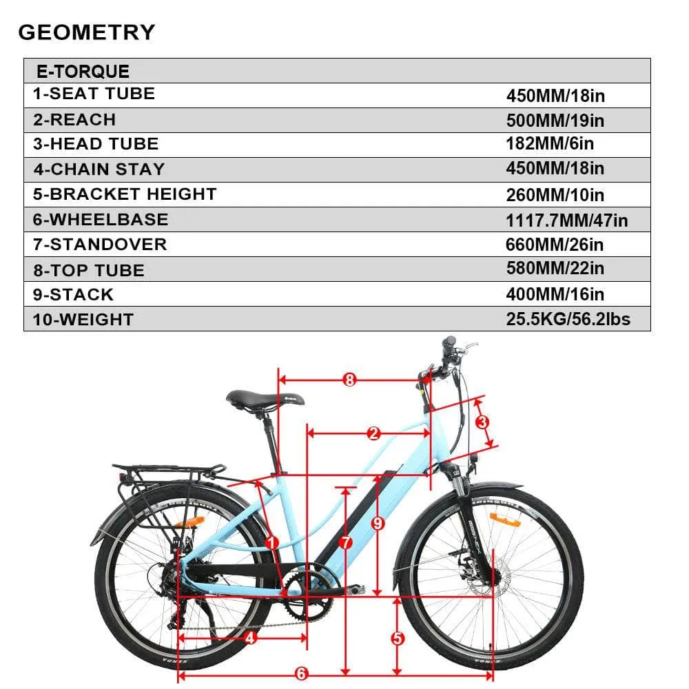 The Eunorau 26" City Model E-TORQUE E-Bike