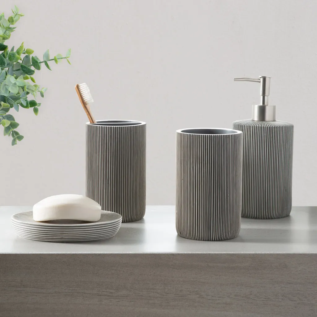 The Modern Lined Grey Bath Accessories - Toothbrush Holder