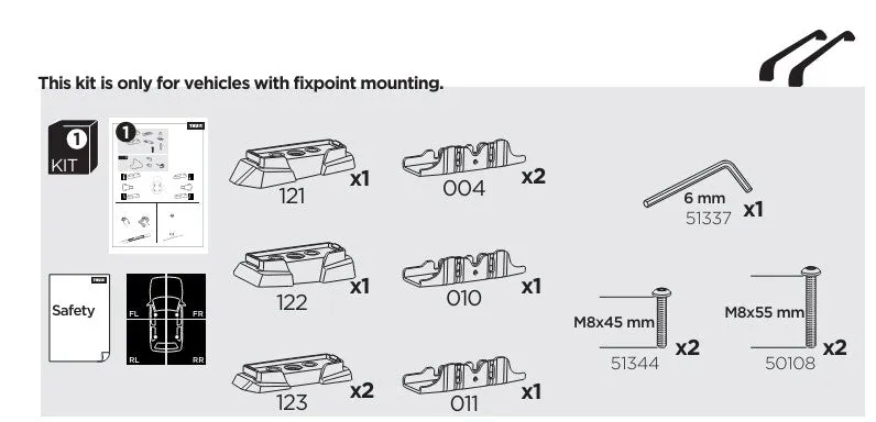 Thule Mounting Kit for Roof Fix Points - VW Caddy 5 - 2021-