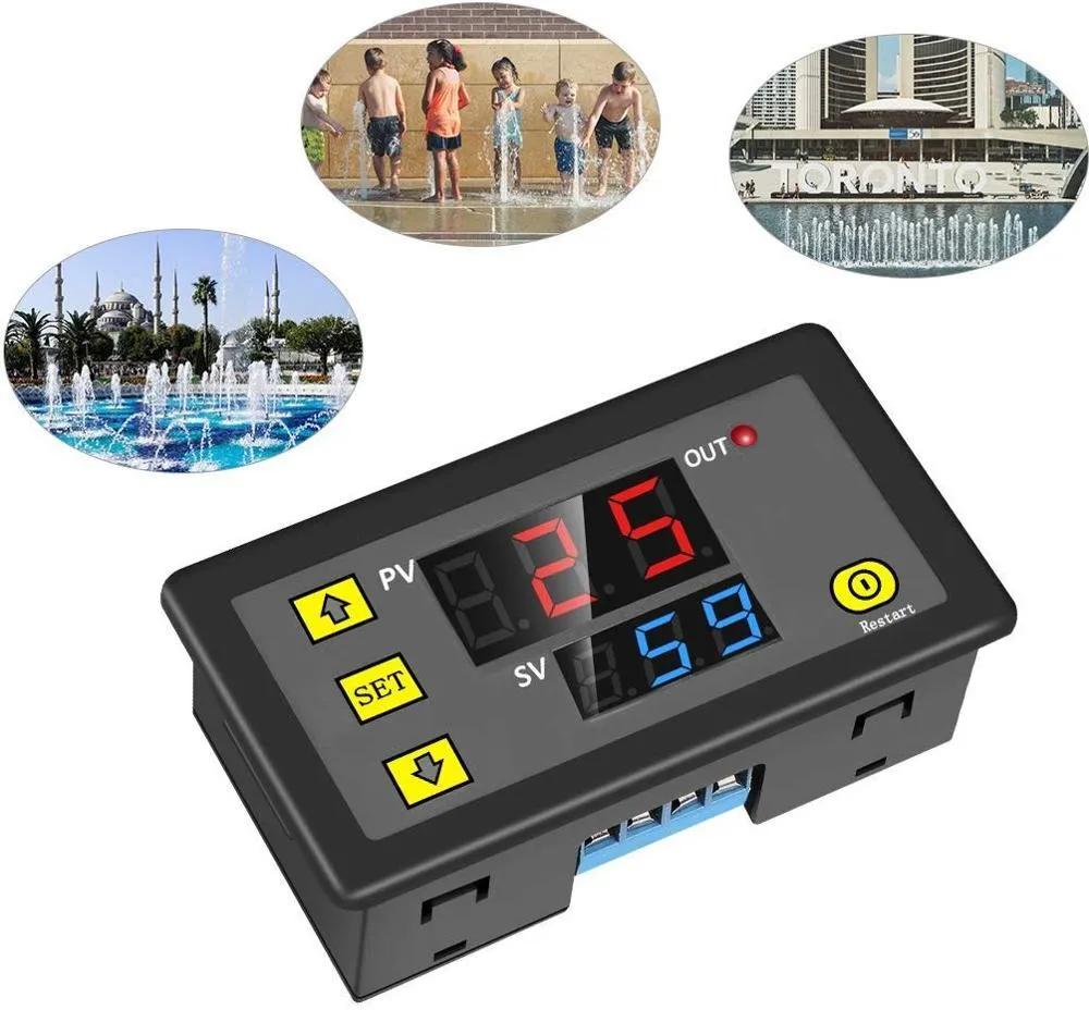 Timer Relay DC 12V 20A Programmable Digital Time Cycle Delay Switch Module 1500W 220V 110V ON-OFF Control 0-999 Second Min Hour