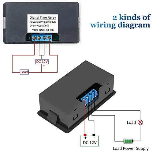 Timer Relay DC 12V 20A Programmable Digital Time Cycle Delay Switch Module 1500W 220V 110V ON-OFF Control 0-999 Second Min Hour