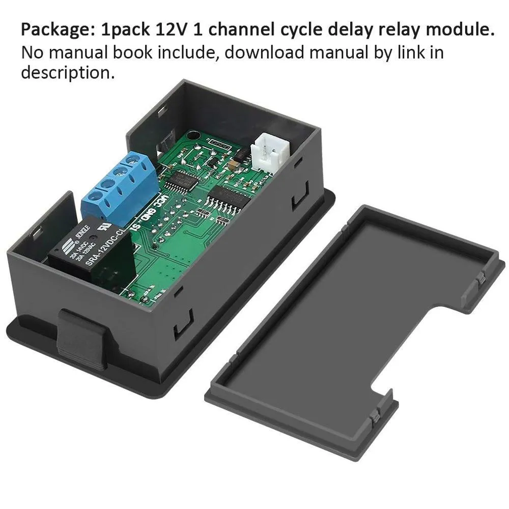 Timer Relay DC 12V 20A Programmable Digital Time Cycle Delay Switch Module 1500W 220V 110V ON-OFF Control 0-999 Second Min Hour