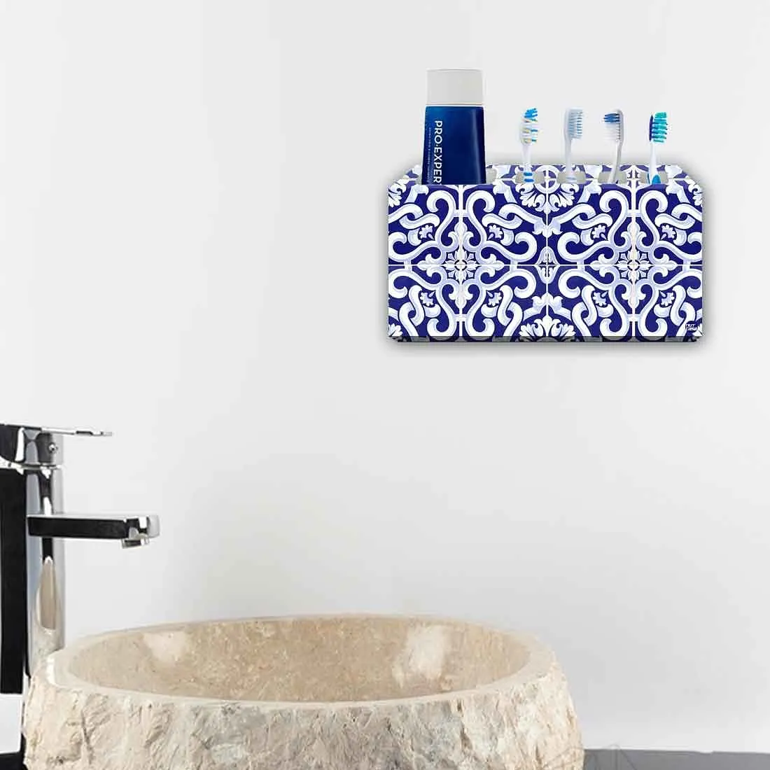 Toothbrush Holder Wall Mounted -Blue Tiles