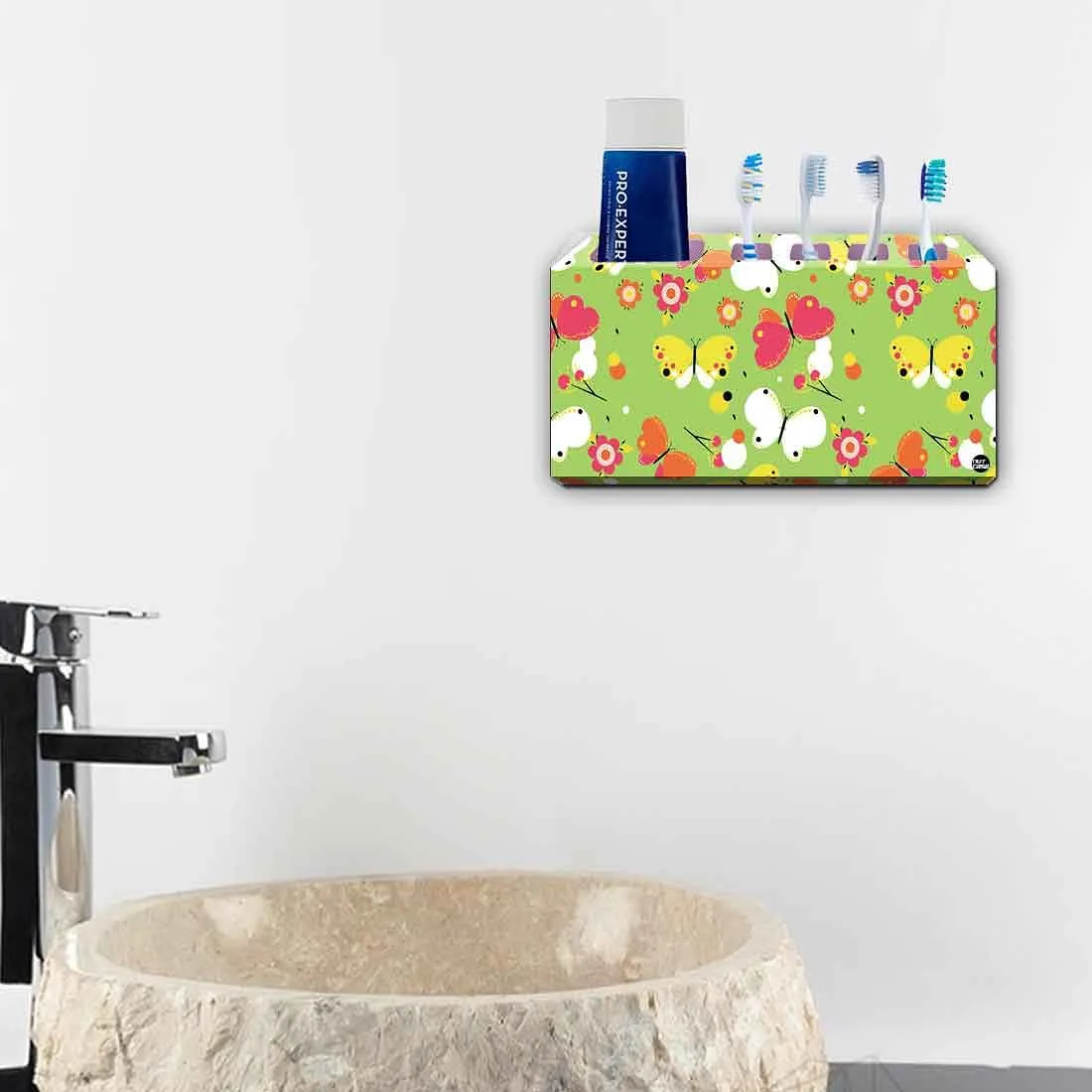 Toothbrush Holder Wall Mounted -Green Butterfly