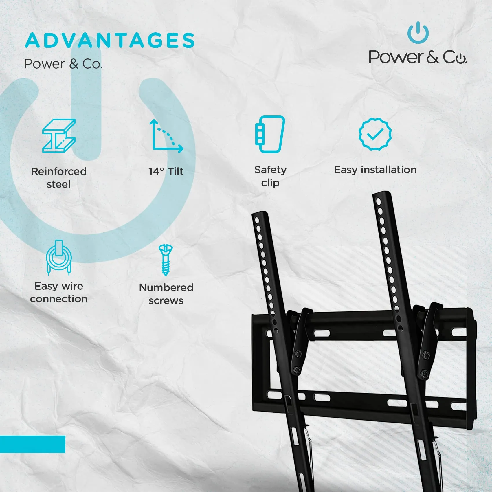 Universal Fixed Tv Wall Mount for 32 to 75 Screens Power & Co