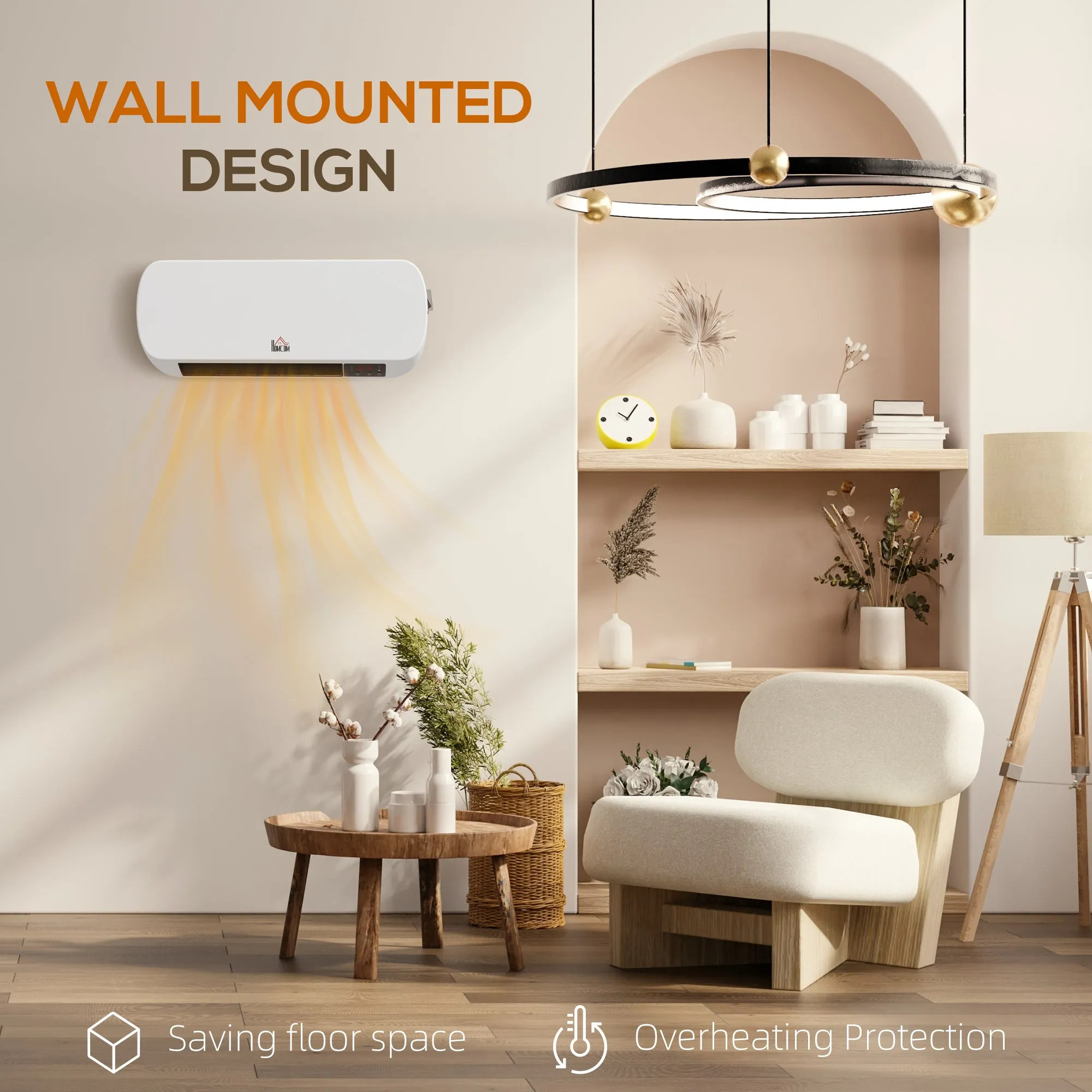 Wall Mounted Electric Heater with Timer Overheat Protection White