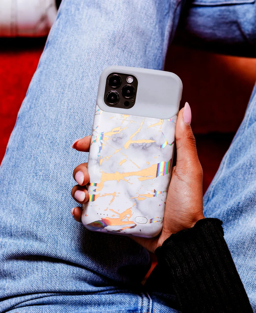 White Holo Marble Ultra Battery Case