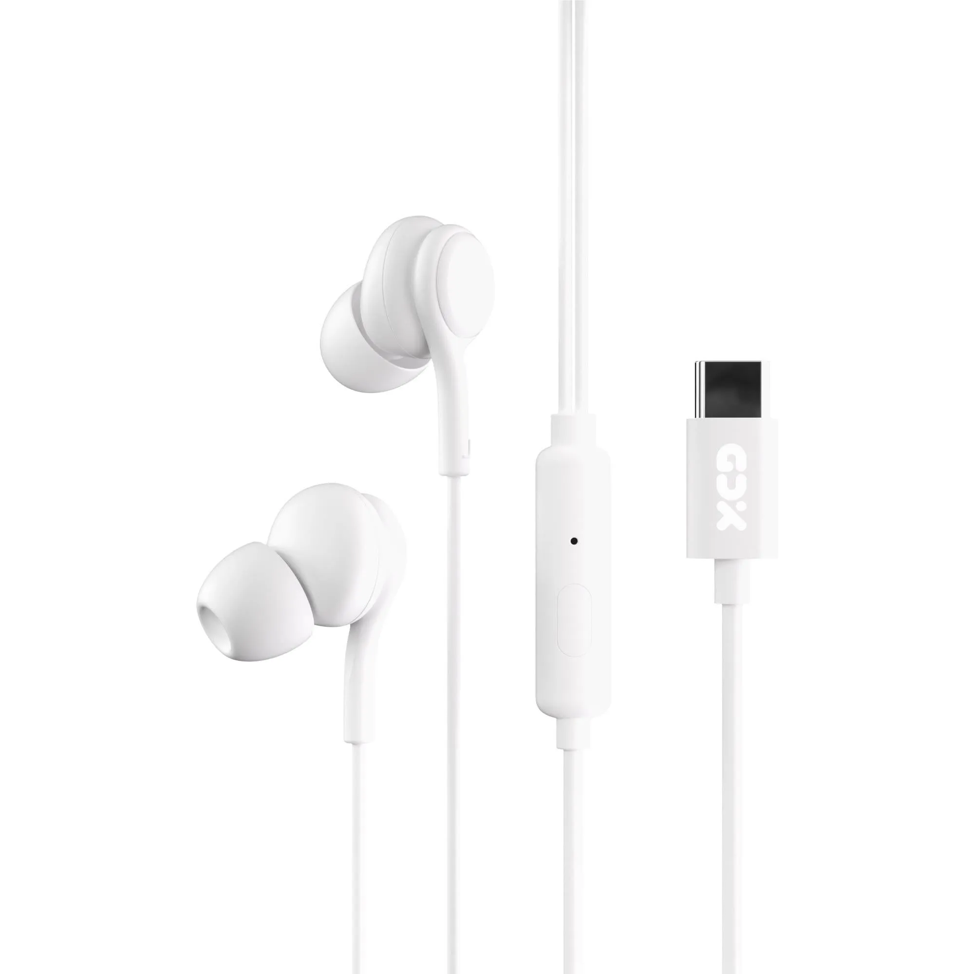 XCD XCD23004 USB-C Wired In-Ear with Mic Headphones (White)